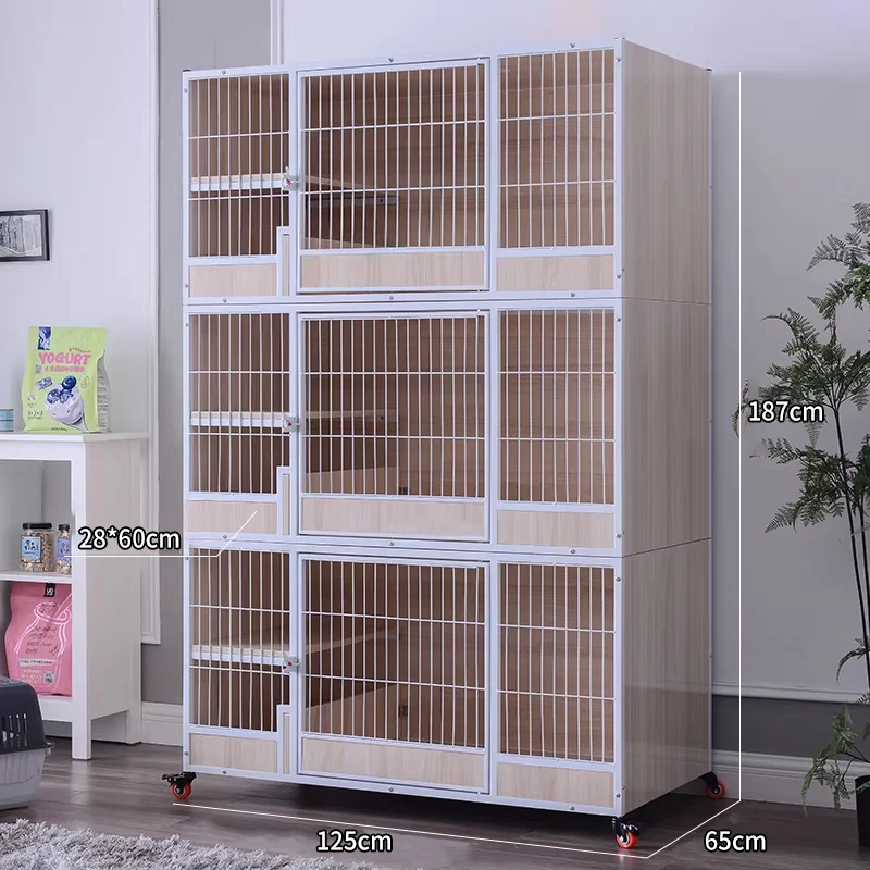 Best-selling Luxury Modern Stackable Three-Layer Wood Cat Cage Pet Furniture Factory Direct Sales