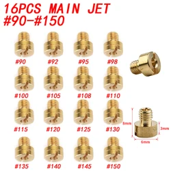 Pack Of 16pcs Carburetor Main Jet For PWK Keihin-OKO CVK 90, 92, 95, 100, 105, 108-150 Motoforce Carburetor Injector Nozzle