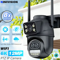 8X Zoom 12MP 6K ICsee PTZ Camera Three-Lens Dual Screen CCTV Camera Smart Home Outdoor Auto Tracking Wifi Surveillance IP Camera