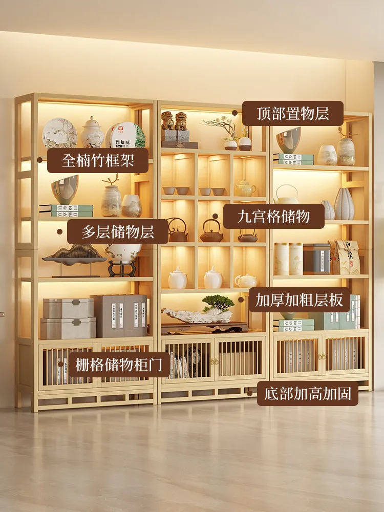 Bogu Frame Nanzhu New Chinese Tea Display Cabinet Tea Room Tea Cabinet Modern Simple Duobao Pavilion Ornament Shelf