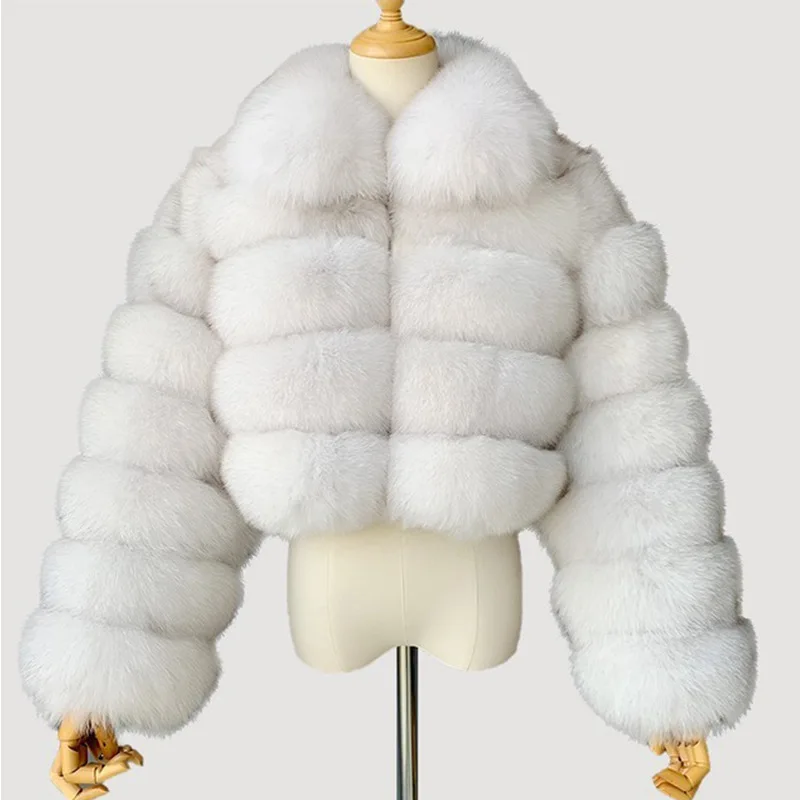 

Women Short Jacket Casual White Black Fluffy Fall Winter Faux Fur Coat Long Sleeve Cropped Puffer Fur Jacket For Women Outwear