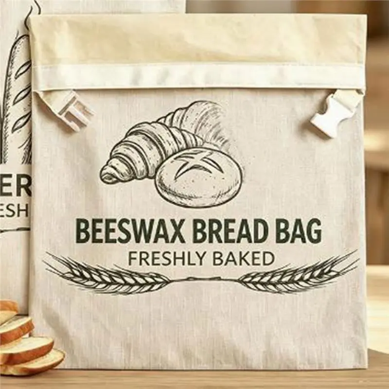 TFORU-Reusable Beeswax Food Wraps 2Pcs- Food Storage Bags For Bread, Cheese, Fruits& Vegetables- Sustainable For Kitchen Solutio