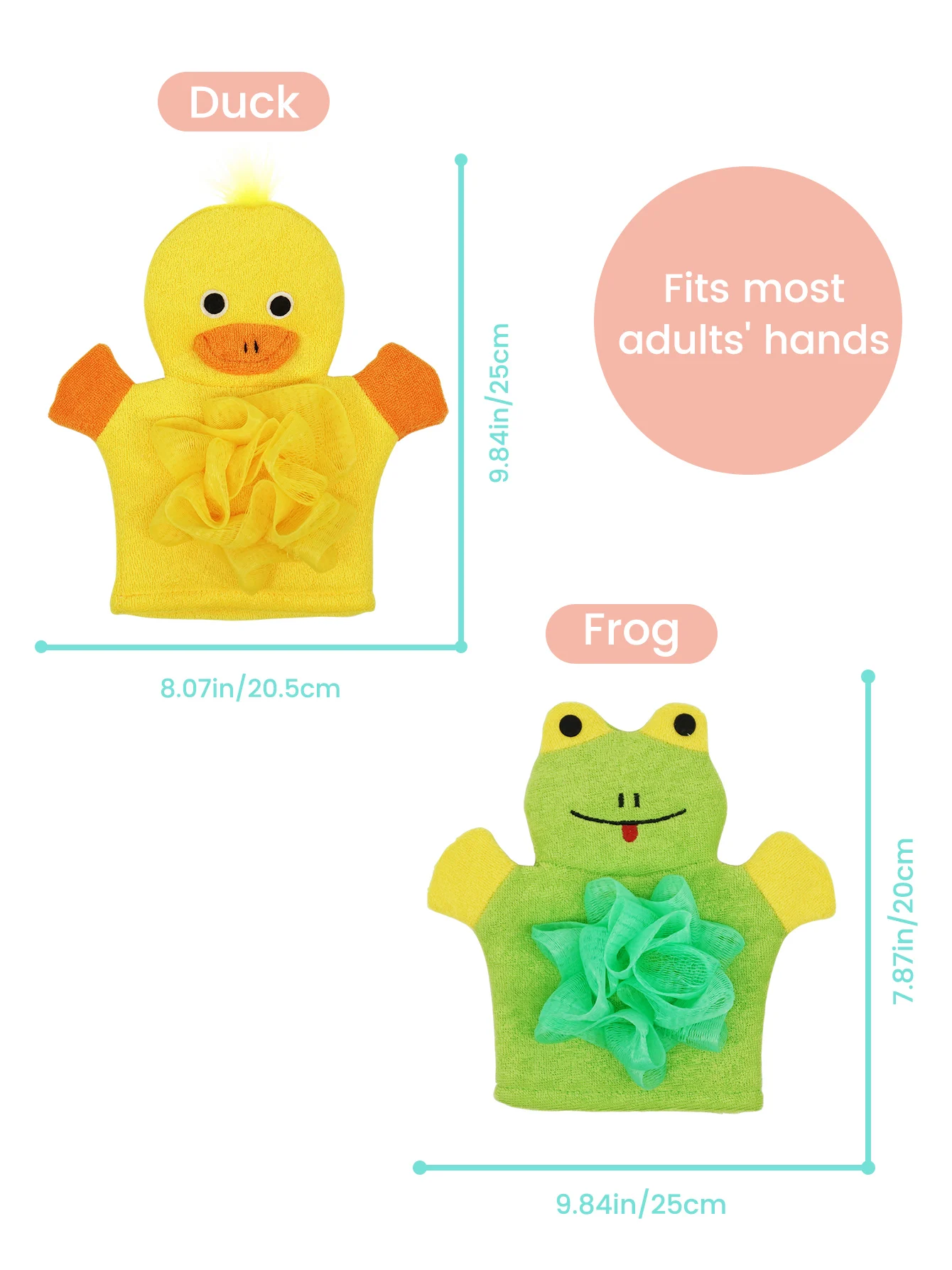 Cartoon Animal Bath Gloves  Dual-Side Exfoliating & Gentle Massage for Kids - Plant Fiber/Cotton Material, Quick-Dry