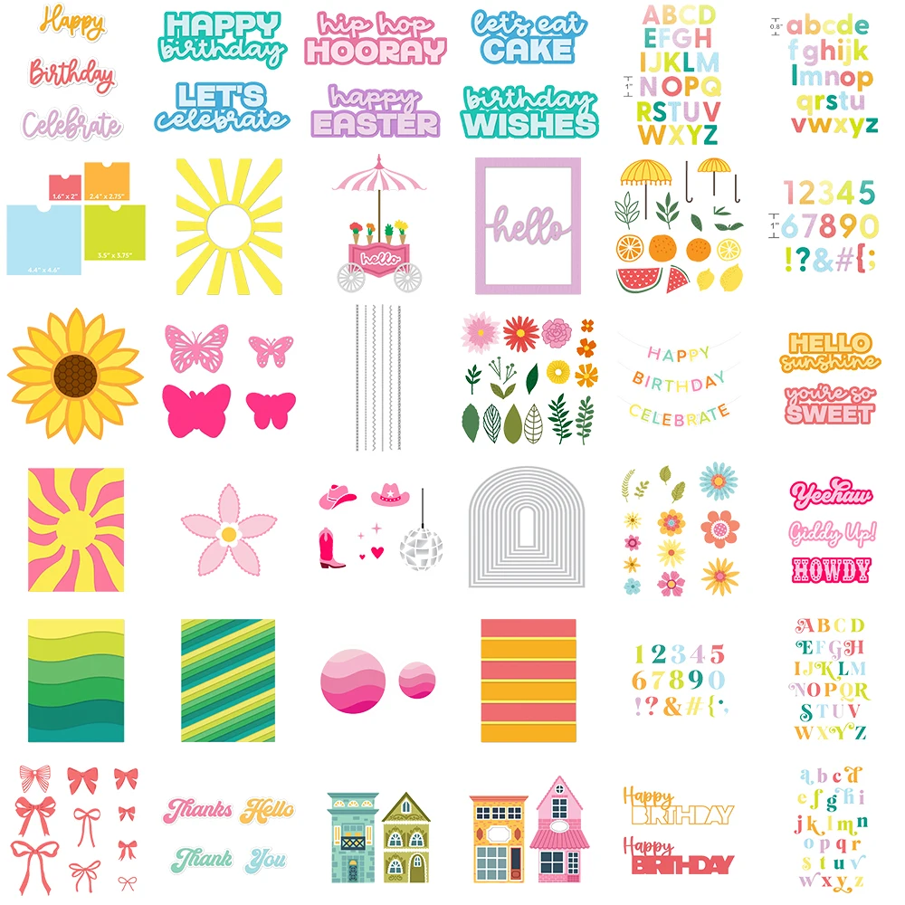 Alphabete Buchstaben Frohe Ostern Worte Metall Stanzformen Sunray Welle Hintergrund Blumenform Messer für DIY Shaker Kartenherstellung
