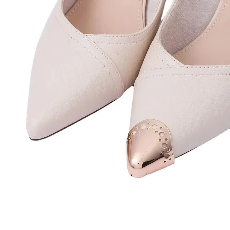 2pcs Women\'s High Heels Metal Toe Maintenance Anti Kick Decorative High Heels Toe leather shoes Toe Wear Repair Accessories
