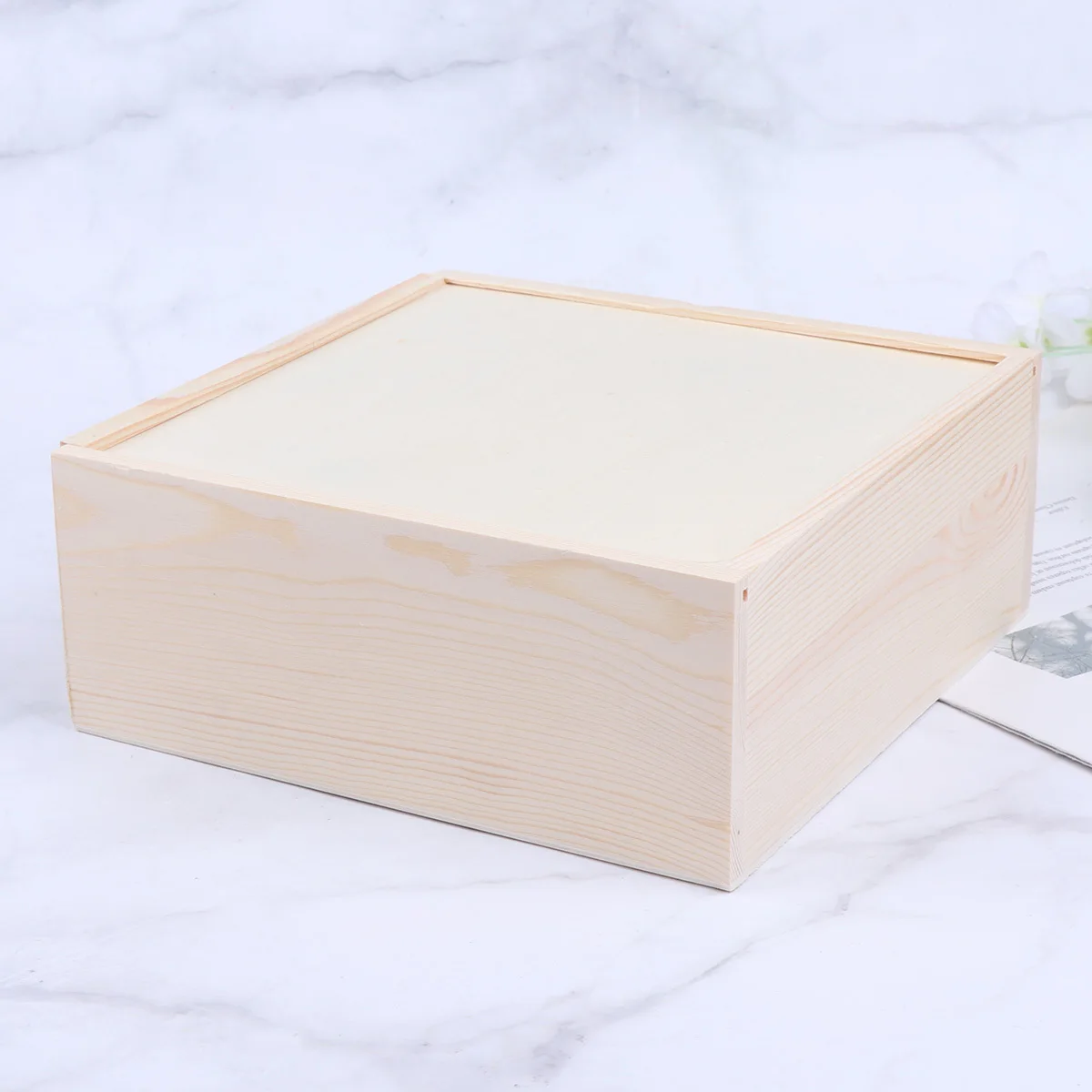 

1Pcs Push Cover Wooden Jewelry Case 19.6x19.6x7.6cm Square Gift Storage Box Bracelet Ring Holder for Anniversary Birthday