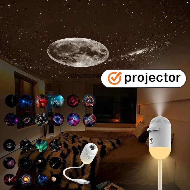 2 In 1 Mini Starry Sky Projector Night Light 10 Films Starry Sky Ambient Light For Bedroom Decor Kids Gifts 2026 Room Decor