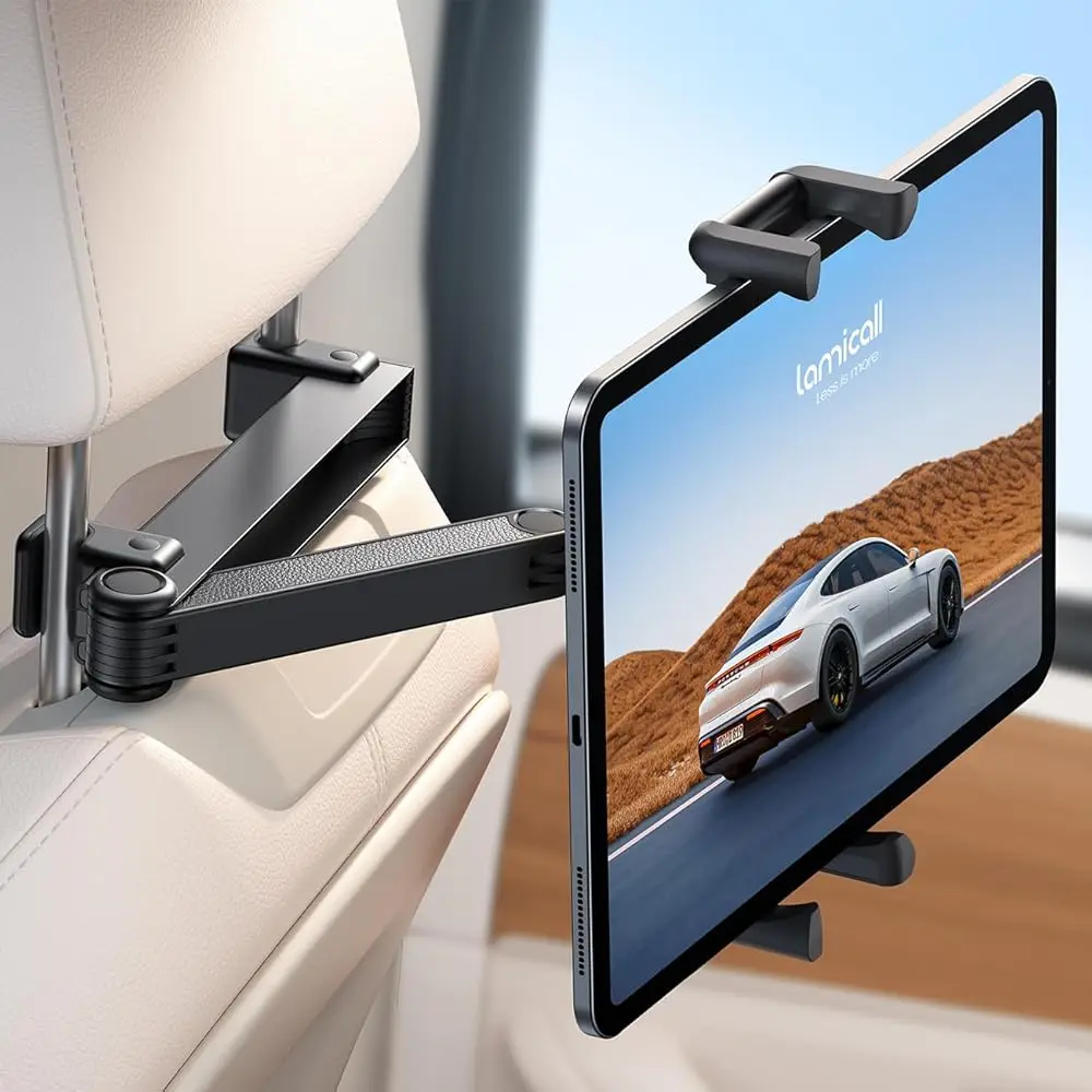 

Car Headrest Tablet Holder - [Lockable] [Thick Case Friendly] [Foldable Clip] Car Backseat Tablet Mount, Gifts Car Accessori