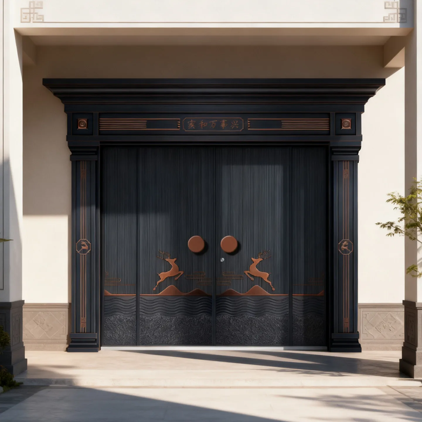 Customized villa door Four-door entrance door Rural self-built house Zinc alloy cast aluminum Chinese anti-theft door