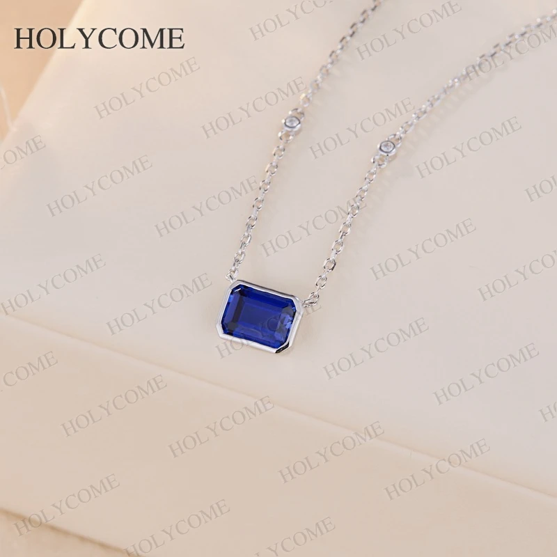 

Lab Grown Emerald Ruby Sapphire Moissanite Emerald Pendant Necklace For Women Girls Birthday Party Temperament Jewelry Gifts