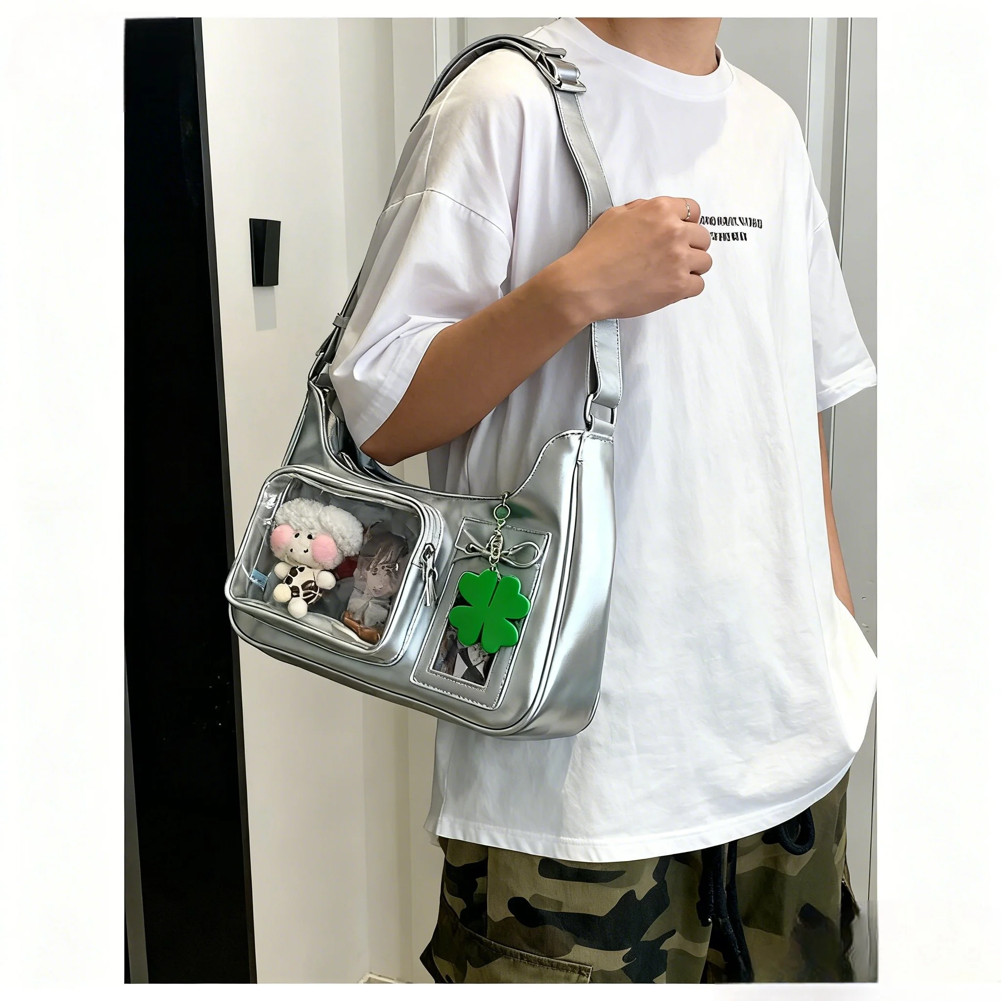 Y2k Harajuku Shoulder Bag Women Korean Transparent Ita Bag School Crossbody Bag Female Japanese Designer Preppy Handbag Purse view 5