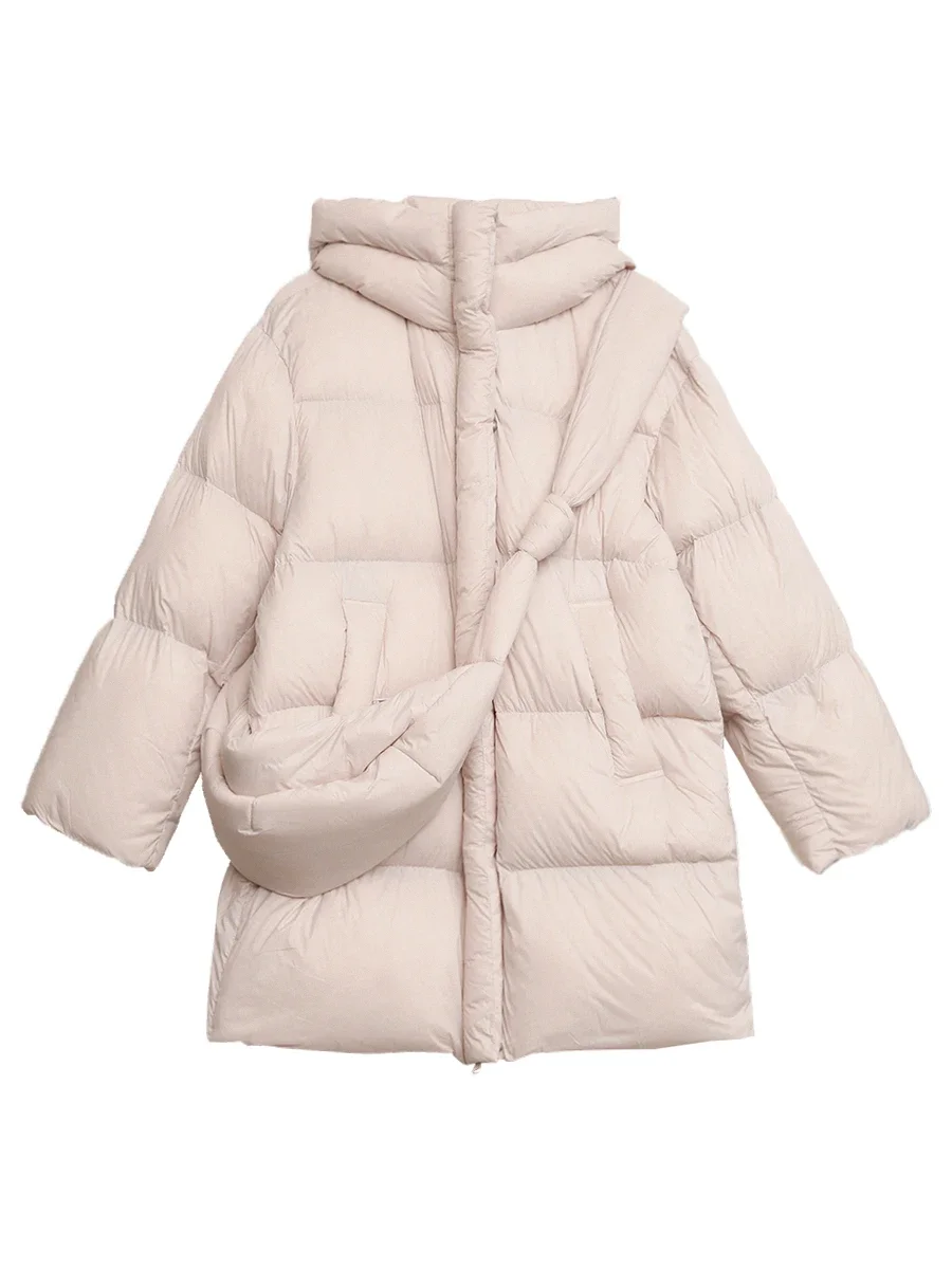 CHIC VEN-abrigos de plumas para mujer, chaquetas coreanas informales lisas holgadas con capucha y cuello levantado, ropa cálida para mujer, Otoño Invierno nuevo 2025