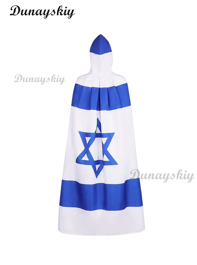 الأزرق اليهودي ثلاثية الأبعاد مقنعين تأثيري عباءة القرون الوسطى زي الساحرة ويكا مصاص دماء قزم بوريم كرنفال حفلة للجنسين موضة هالوين الرأس