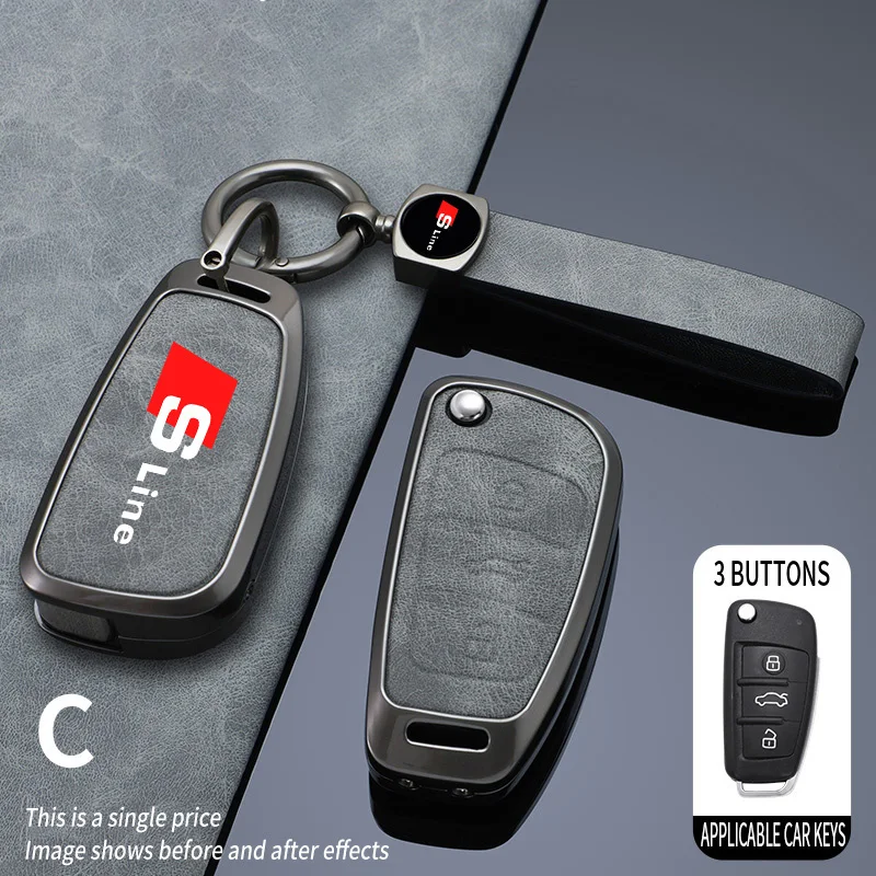 Zinc Alloy Car Key Case Cover for Audi Sline A1 A4 A5 A6 A7 A8 B6 B7 B8 B9 TT TTS 8S SQ5 A4L A6L Q3 Q5 Q7 S5 S6 S7 Accessories