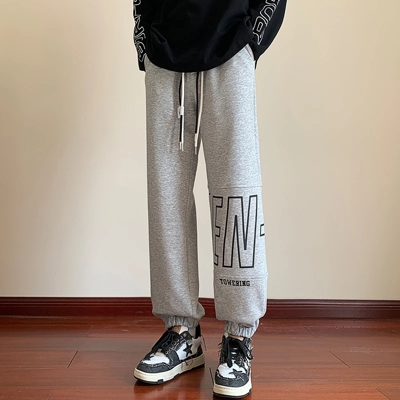 

American Letter Print Casual Pants Fall Trend Large Size Drawstring Leg Sweatpants Loose Sports Casual Pants Women Men Clothing