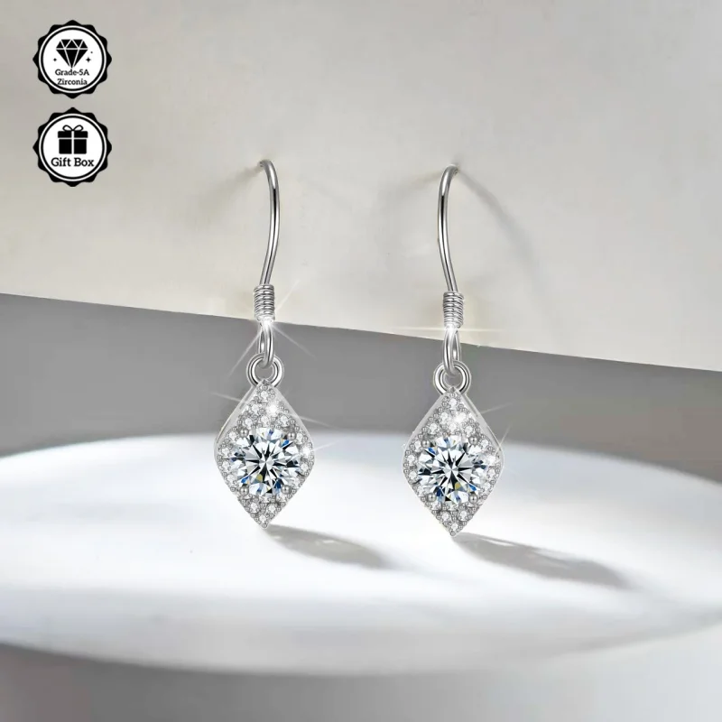 

LAMVOICE jewelry for women/earrings with 1 carat zirconia Hypoallergenic hook earring christmas gift for high quality jewelry