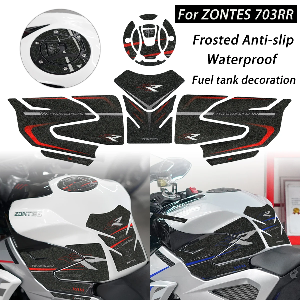 

For ZONTES 703RR 703 RR Fuel Tank Stickers Frosted Anti-slip Motorcycle Body Oil Tank Cap Modification Moto Decals Accessories