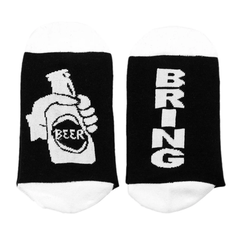 Men Women Novelty Words Socks Funny Letters Bring Beer Cotton Hosiery Gifts