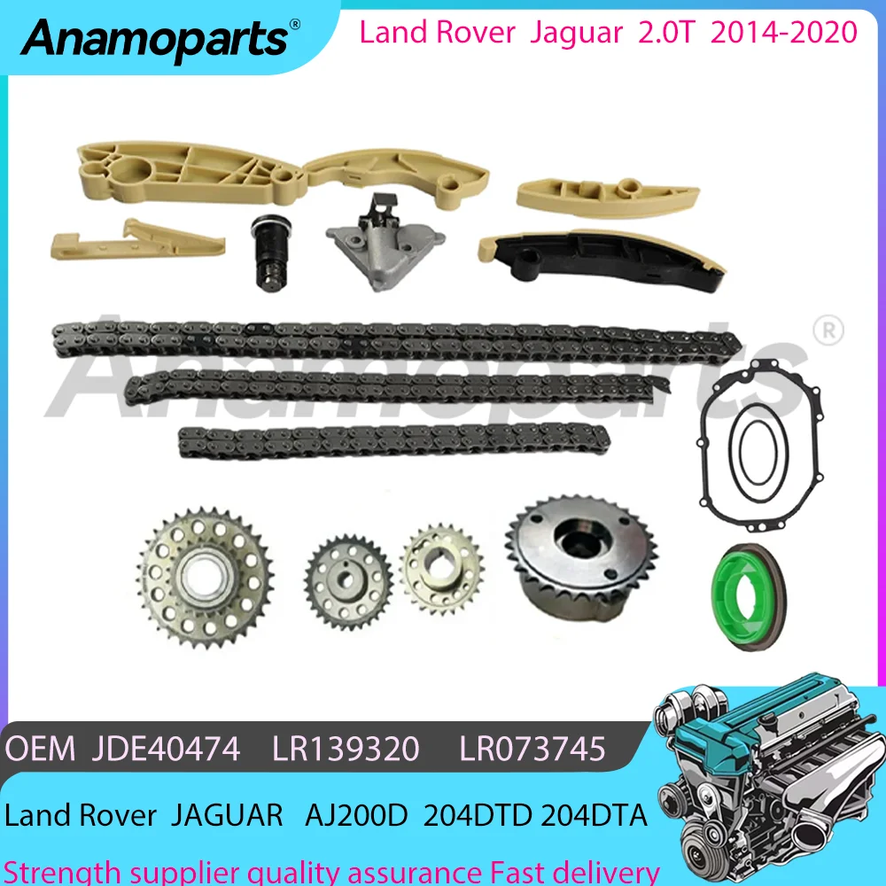 Kit VVT de junta de sello de manivela de cadena de distribución compatible con Jaguar Land Rover AJ200D 204DT 204DTD 204DTA 2,0 T L4 JDE40403 LR132675 14-20