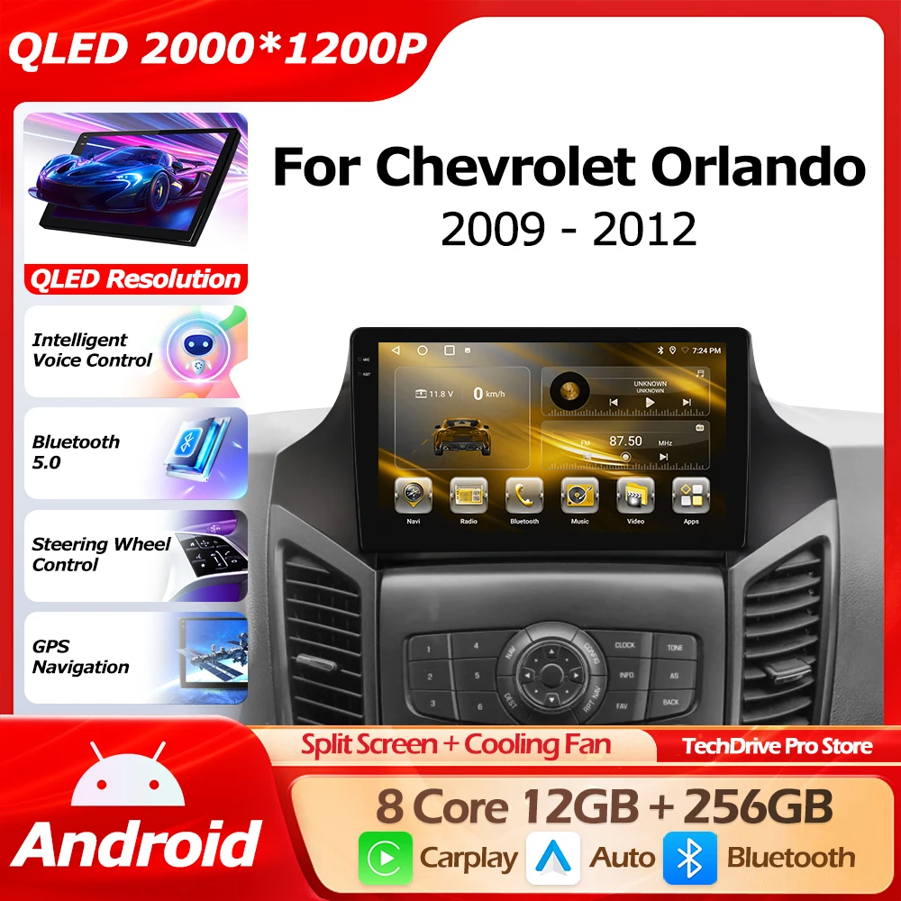 

Android 16 Wireless Carplay For Chevrolet Orlando 2009-2012 Car Radio GPS Navigation Auto Multimedia Player Bluetooth WIFI 4G