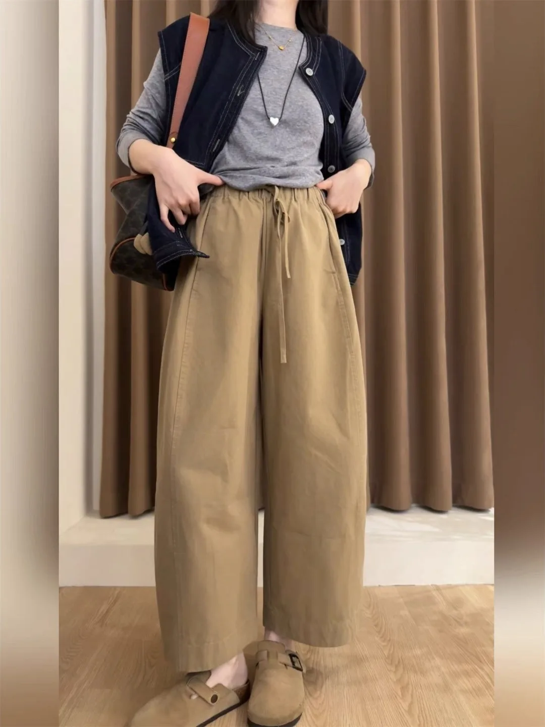 

Новые осенние однотонные широкие брюки-баллоны больших размеров для женщин, повседневные укороченные брюки-харланы