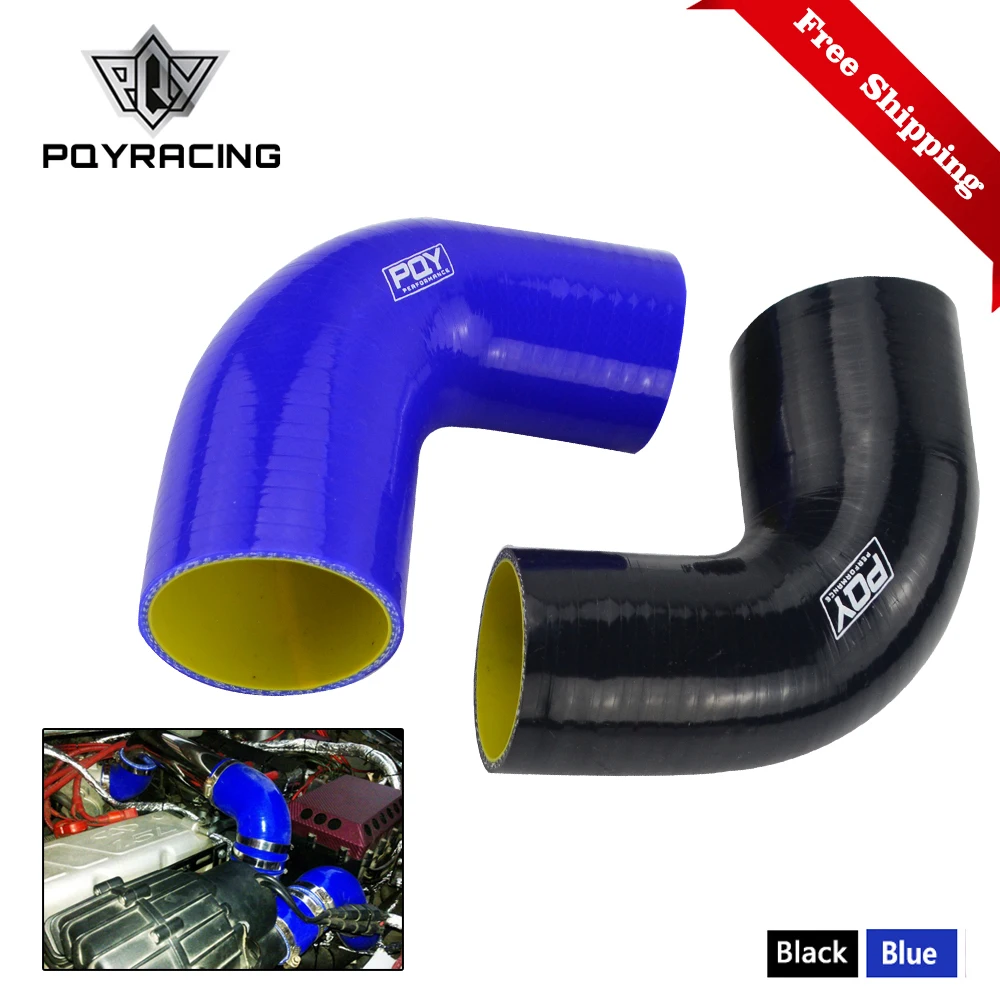 Free Shipping 2.5" 63mm 90 Degree Elbow Silicone Hose Pipe Turbo Intake Blue&yellow / Black&yellow PQY-SH9025-QY
