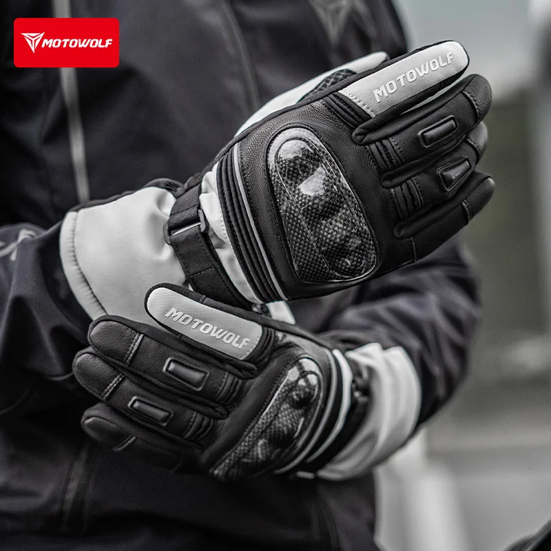 

Зимние водонепроницаемые теплые защитные перчатки для езды на мотоцикле, зимние флисовые удлиненные ветрозащитные перчатки с сенсорным экраном и защитой от брызг
