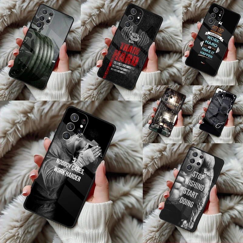 Gym Fitness Bodybuilding Phone Case For Samsung Galaxy S24 S25 S26 Ultra S22 S23 Plus S21 S20 FE Note10 TPU Cover