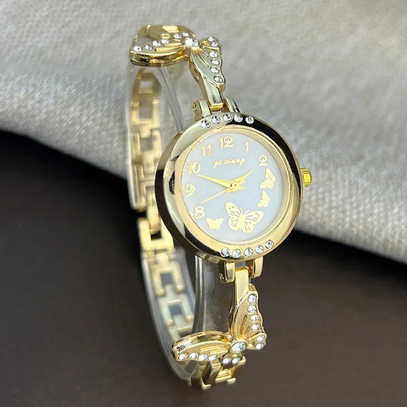 

Женские роскошные золотые часы-браслет с бабочкой и бриллиантами, элегантные женские кварцевые часы в подарок