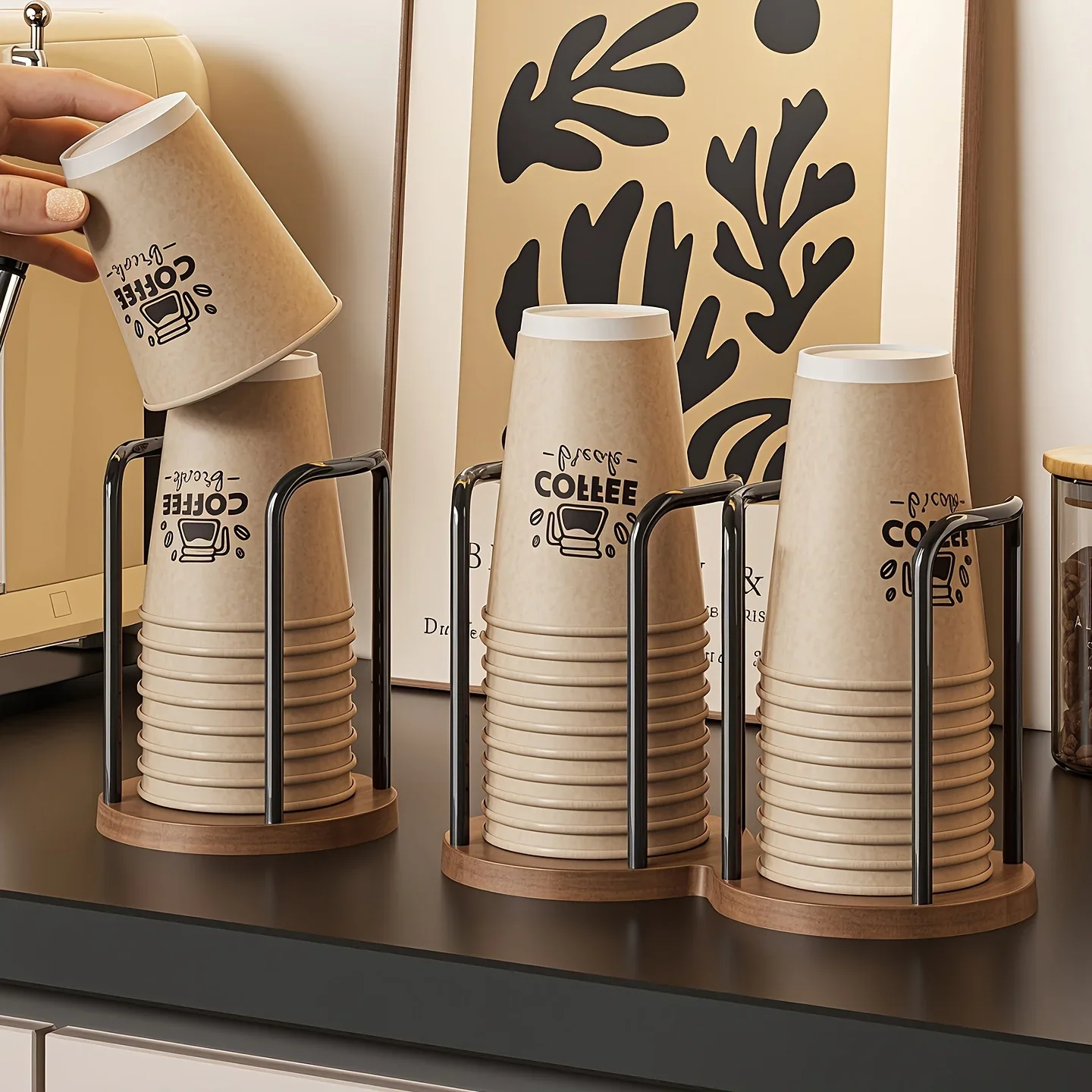 Disposable Cup Holder Multi-function Coffee Cup Organizer Desktop Teacup Storage Rack Table Decor Stand for Home Countertop Use