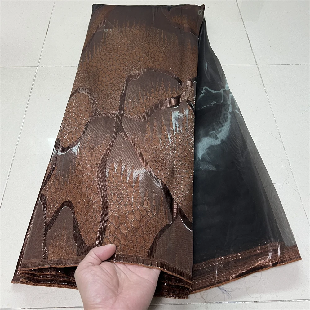 أحدث قماش دانتيل تول نيجيري عالي الجودة لعام 2025 من قماش الجاكار الأورجانزا المطرز جبر للحفلات الراقصة 5 ياردات YXZ185