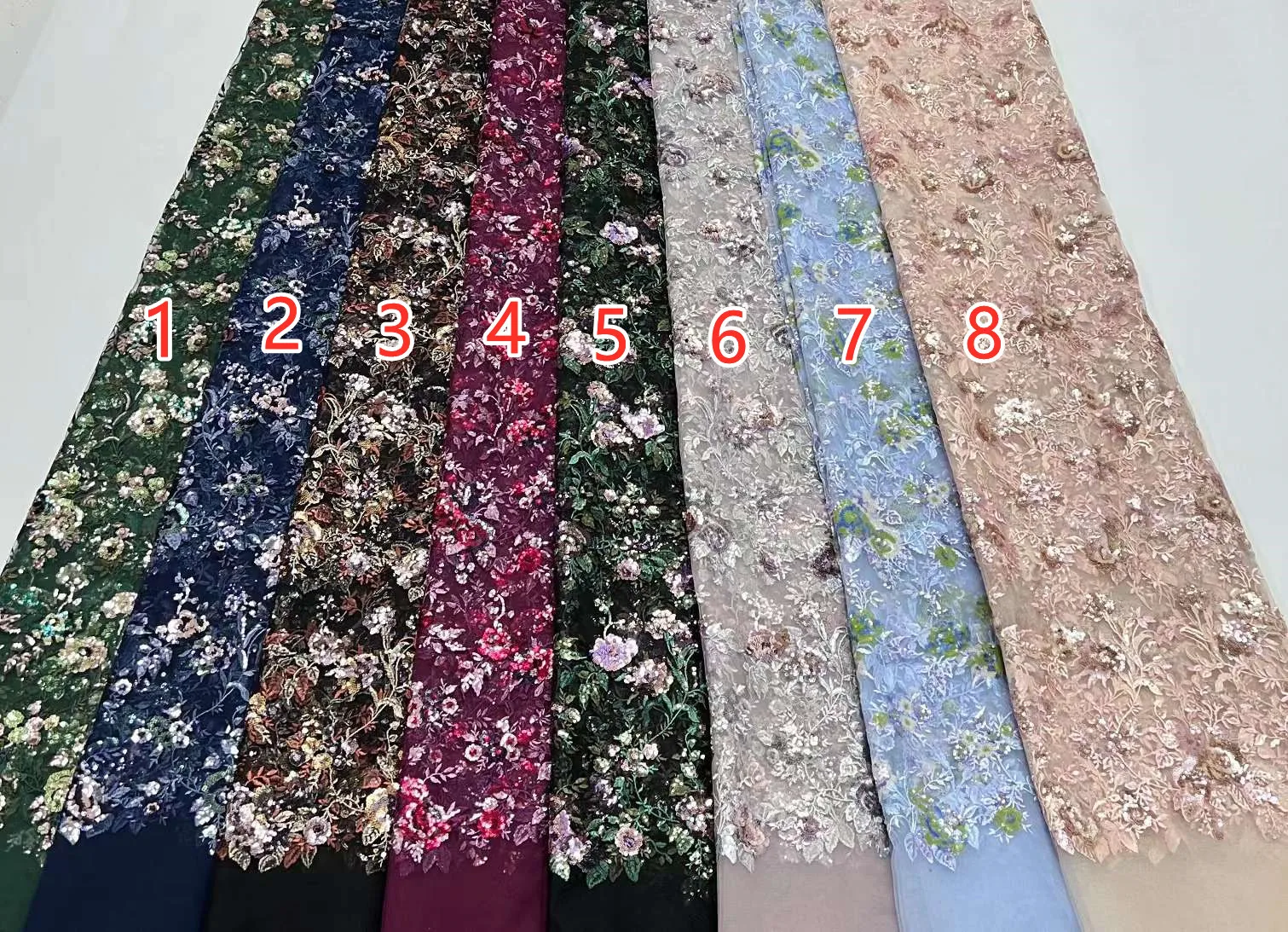 Popular Mulitcolor Thread Embroidery With Sequins French Tulle Net, Colorful Sequined African Fabric For Party Dresses, Wedding,