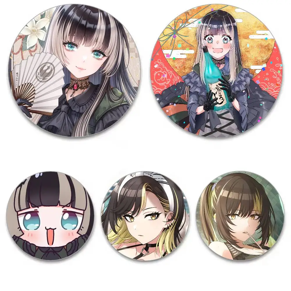 Vtuber J Kufuutei Raden أنيمي شارات أنيمي شارة ليزر مستديرة الكرتون بروش الملابس ظهره اكسسوارات التلبيب