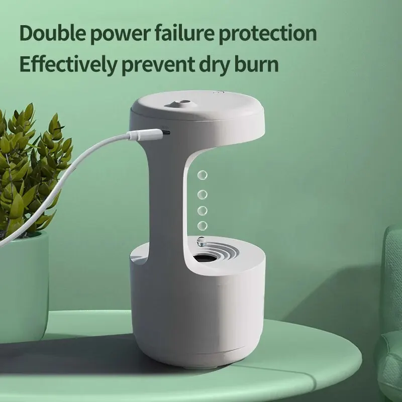 Water Droplet Air Humidifier Anti-Gravity Ultrasonic Cool Mist Maker Night Light Weightless Sprayer with LED Night Light 5
