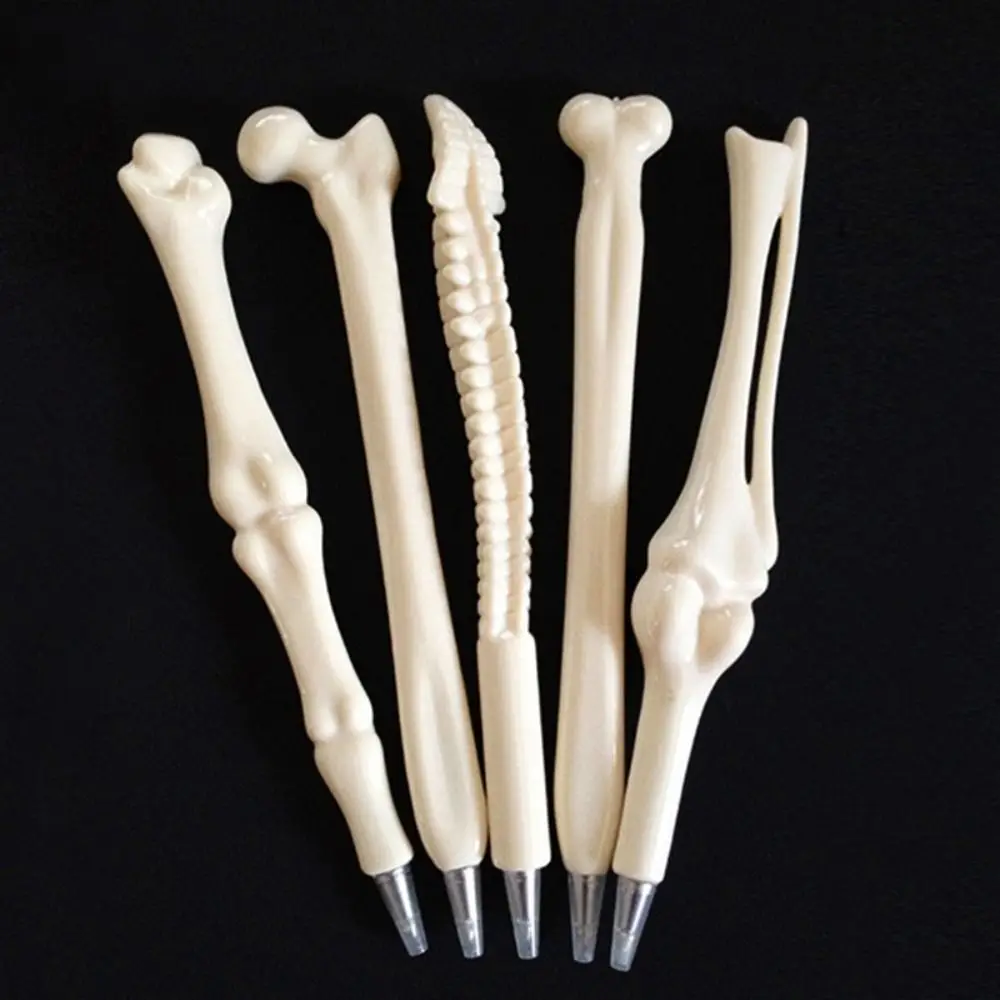 1/5/6pcs Creative Blue/Black Ink Ballpoint Pen Lifelike Bone Shape Stationery Gel Pen Writing Tool School Office