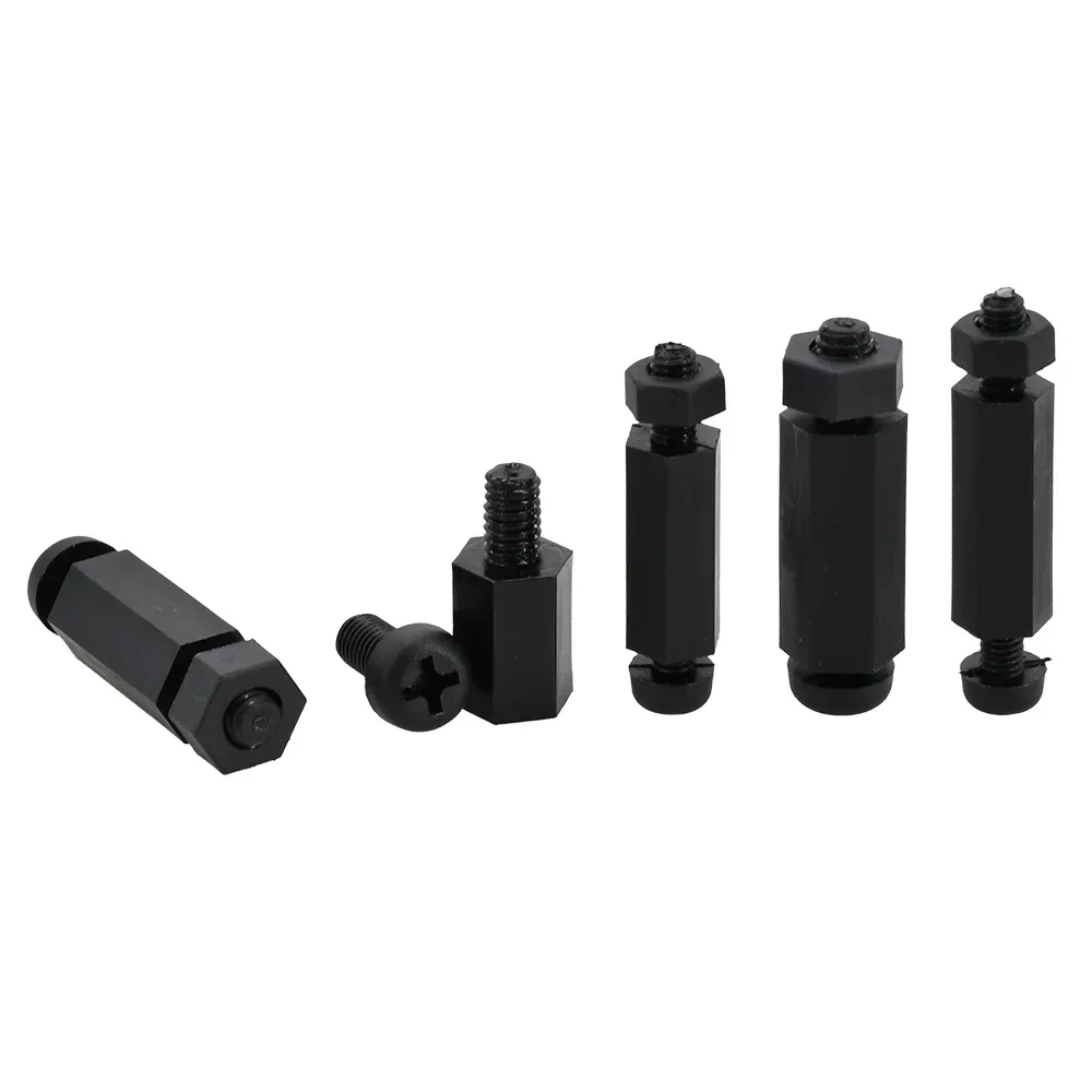 M2 M2.5 M3 M4 distanziatore in Nylon nero vite di spaziatura della scheda madre Set di dadi esagonali pilastri di supporto per PCB bordo Rack perno