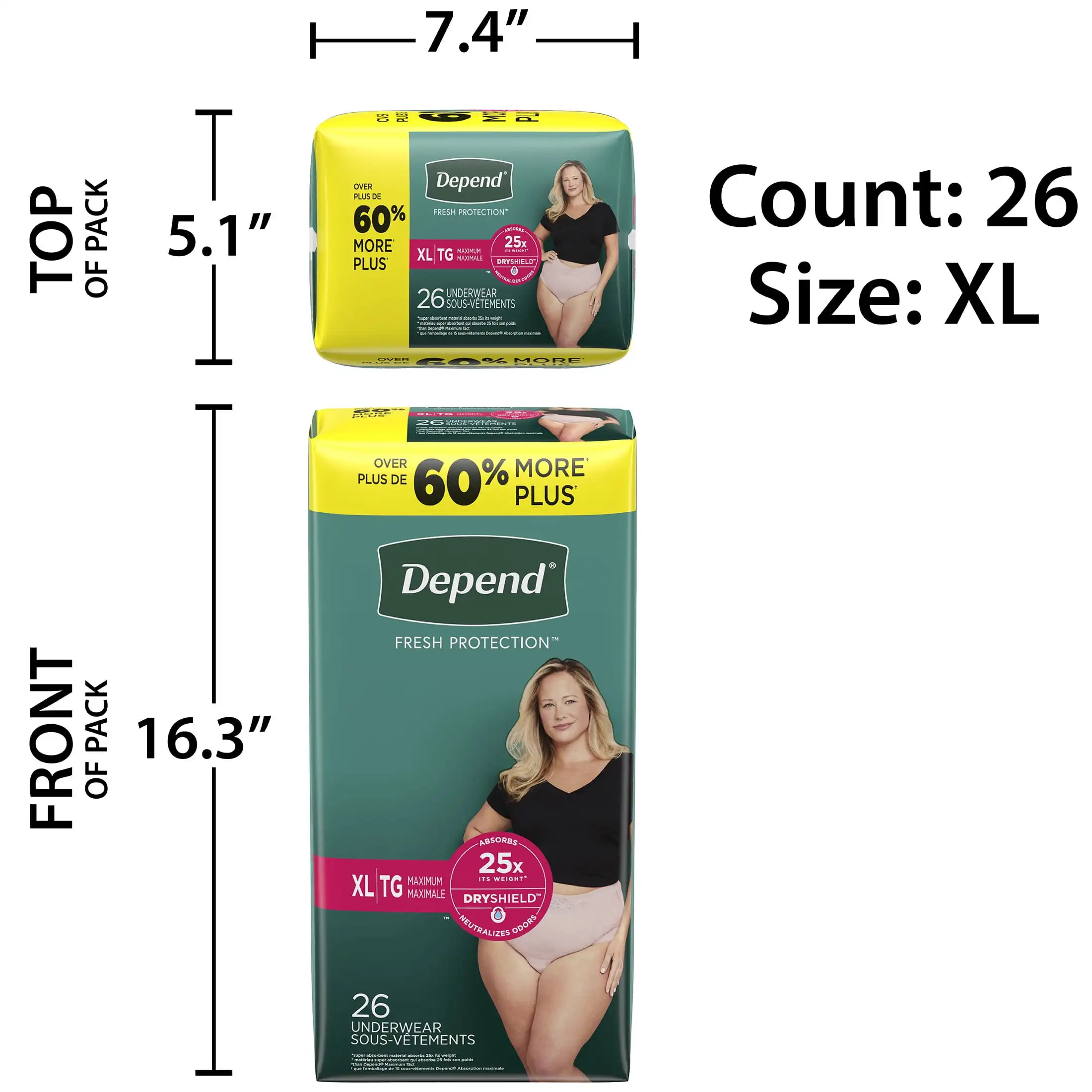 Intimo per incontinenza Fresh Protection per donna, pannolini per adulti, XL, 26 pezzi