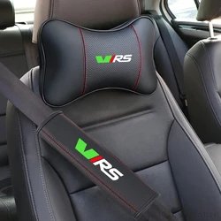 Leather Car Neck Pillow Breathable Mesh Car Seat Neck Protector For Skoda VRS Octavia Kamiq Kodiaq Karoq RS Superb Fabia Rapid