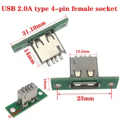 5PCS Panel installation USB2.0 4PIN male and female solder joint plug socket connection charging port A-type socket adapter DIY