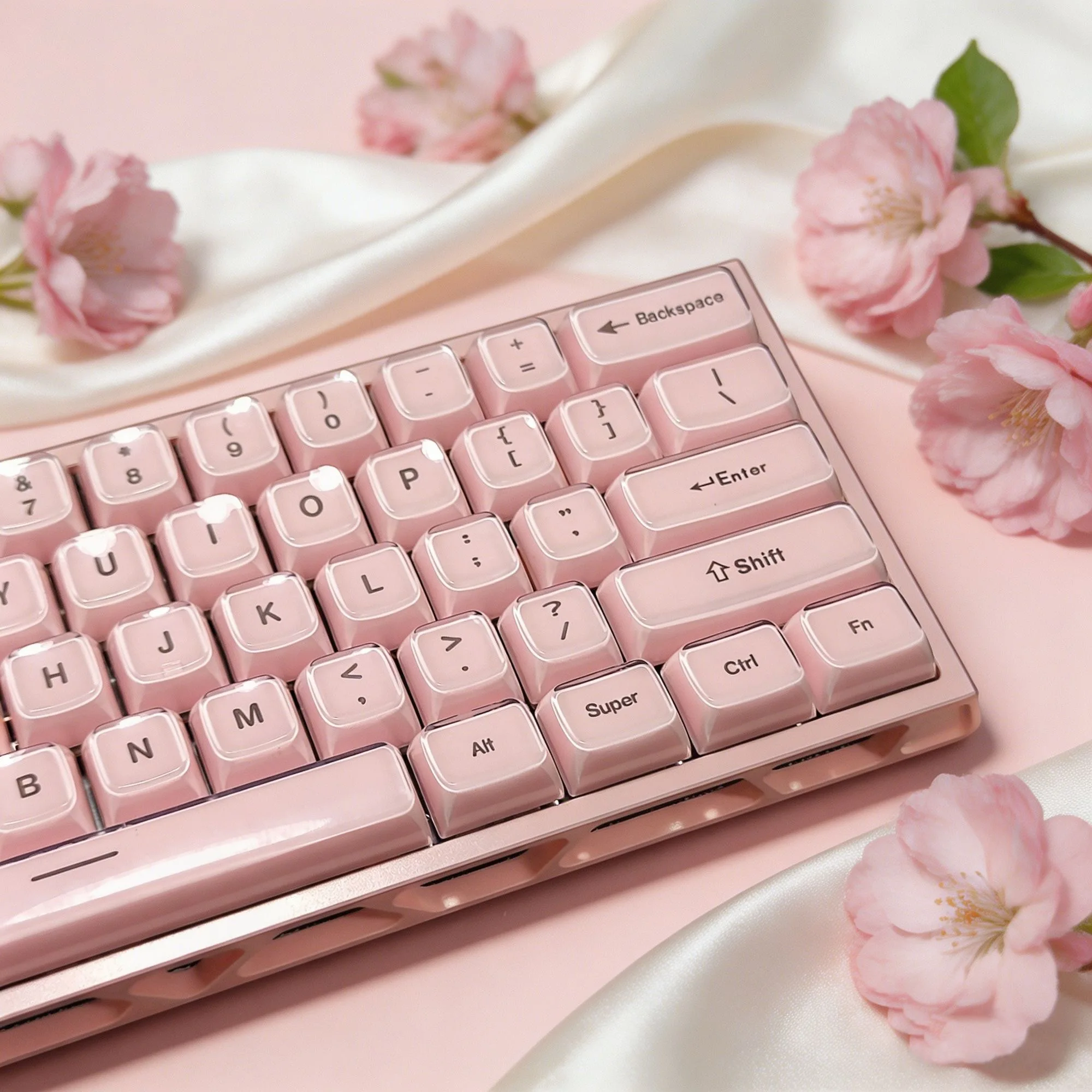 Korean English Crystal Jelly Side Front Printed Keycaps for Mechanical Keyboard 60 75 80 90 100 Layout Key Caps Pink White Blue image 6
