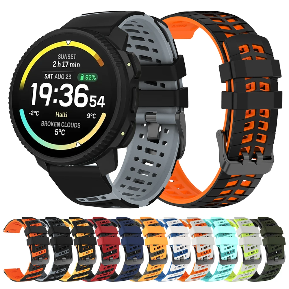 22 mm Silikon-Uhrenarmband für SUUNTO VERTICAL 2/RACE S/2 Sportarmband für SUUNTO 5 9 PEAK PRO/DLC OCEAN RUN Atmungsaktives Armband