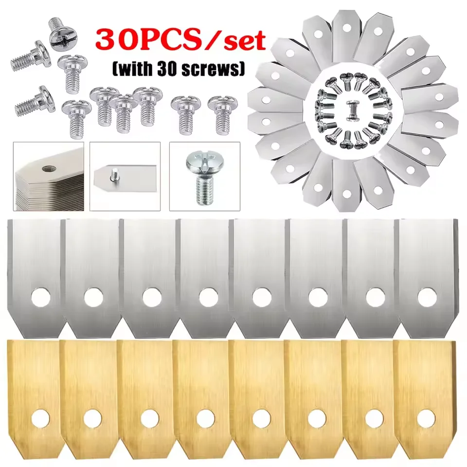 18/30pcs Stainless Steel Grass Trimmer Cutter Blades with Screw For Husqvarna Automower/Gardena Robotic Lawn Mower Cutting Blade