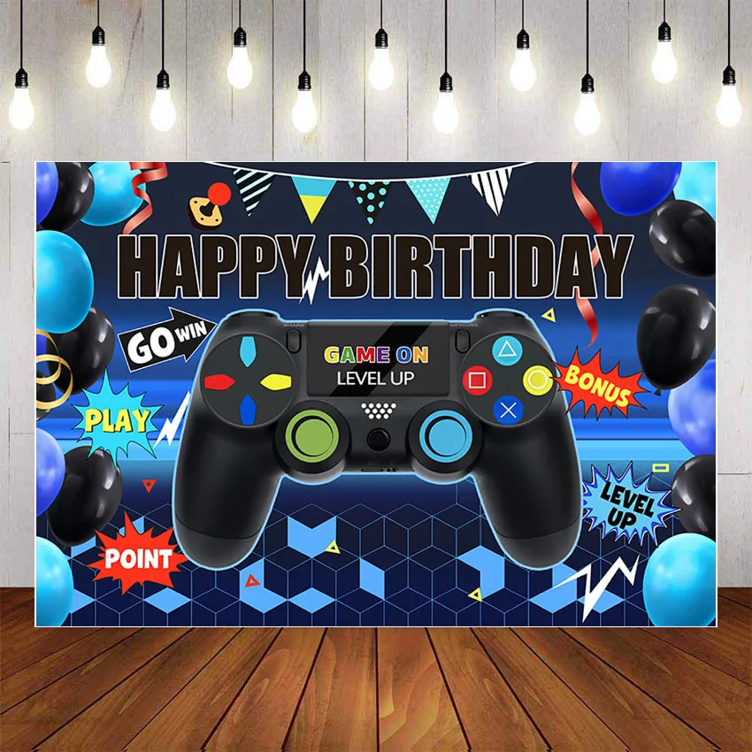 Mehofond Game On Photography Background Video Gamer Neon Green Gaming Next Level Up Kids Birthday Party Backdrop Photo Studio