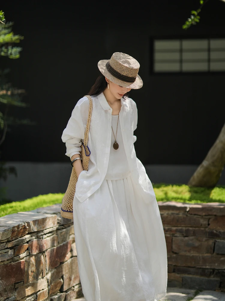 

Новинка лета от Mallin: комплект из 2 предметов, 100% конопляная ткань Han Han, с фруктовыми ферментами, вышивкой, повседневный, стильный кардиган