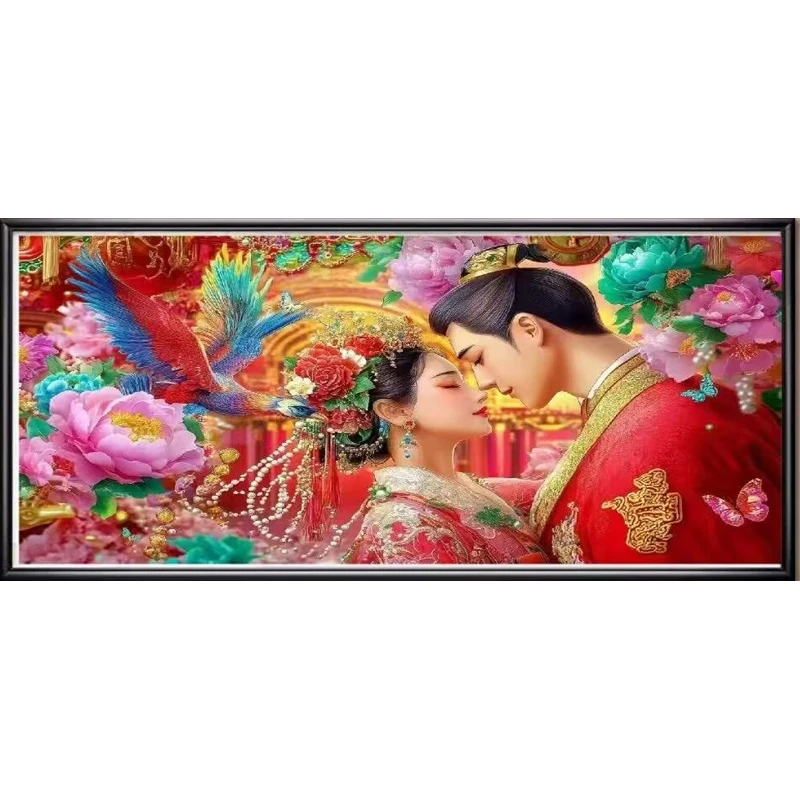 

Набор для вышивания китайской свадебной вышивкой 120x75 см, 9 нитей, для домашнего декора, 2 стиля