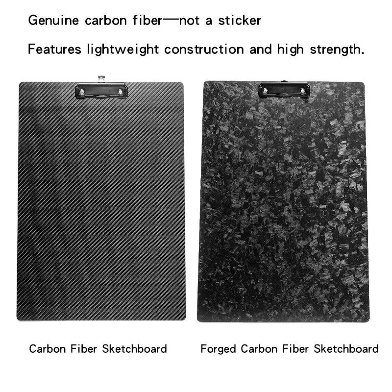3K Carbon Fiber Clipboard Ultimate Light and Thin Portable Cool Black Twill Smooth Hard Writing Board Hide Hook Art Paint Draw