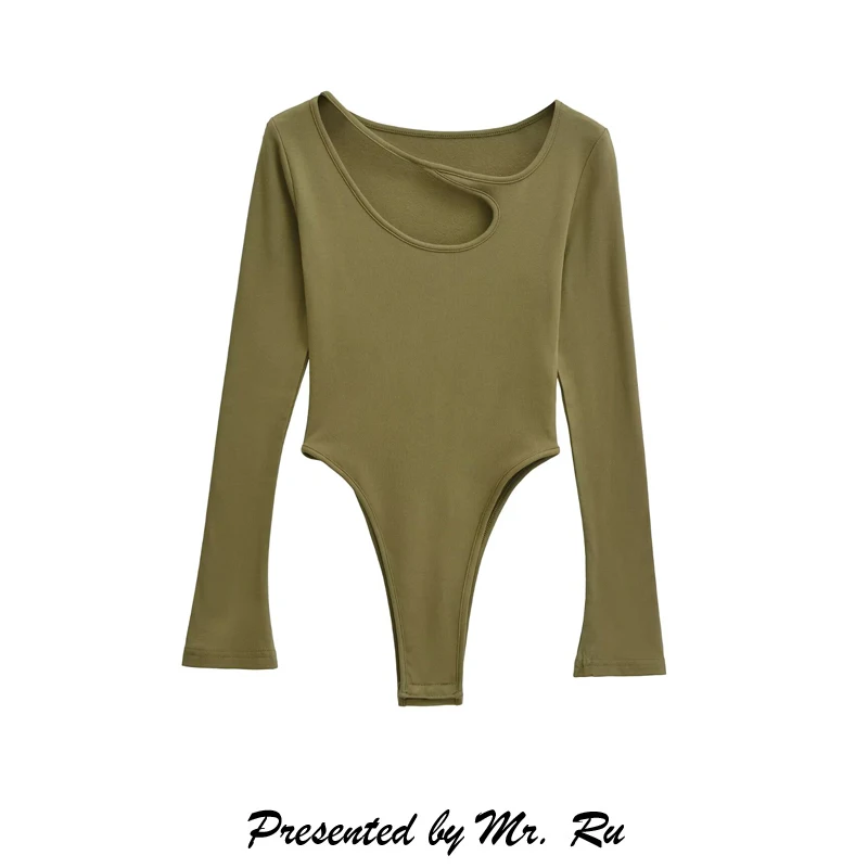 

Retro Spicy Girl Hollow out Long Sve Onesie Ant Waist Flared Sve High Waist Straight Cut Commute Sle Boting Pants