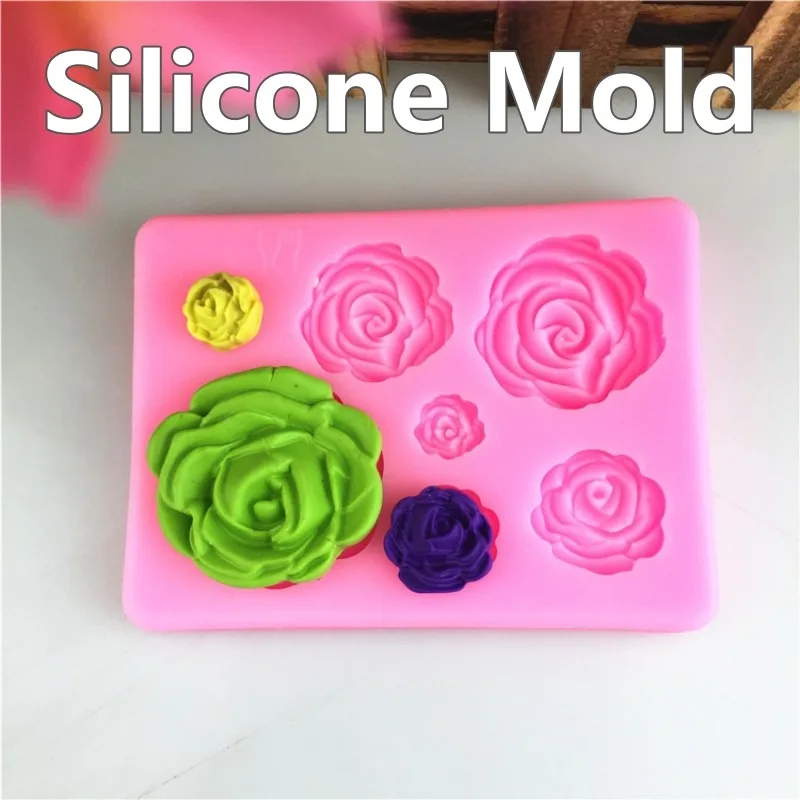 Rose Flower Silicone Mold Food Grade DIY 3D Cake Baking Decoration Fudge Wedding Cupcake Topper Jewelry Baking Tool Moulds