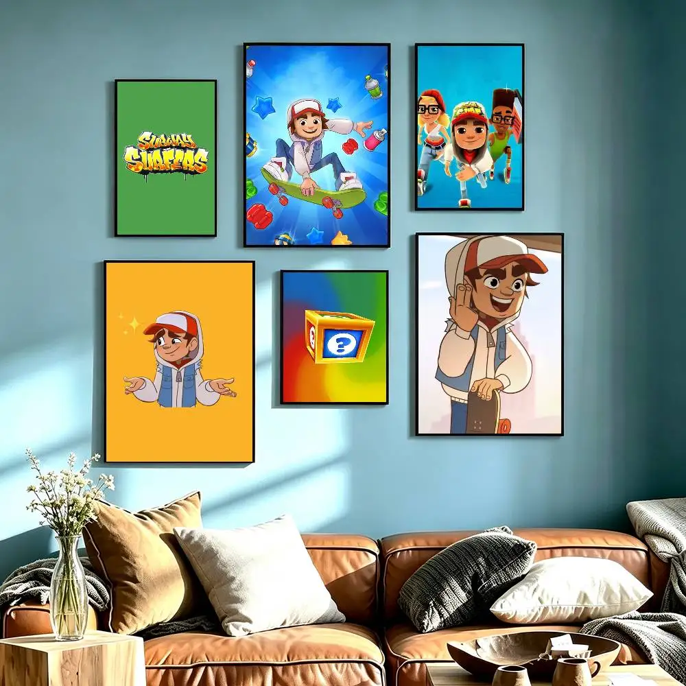 Runner Game S-Subway Surfers Poster Waterproof Wall Art Sticker For Bar Living Room Vintage Decor High Quality Print Gift