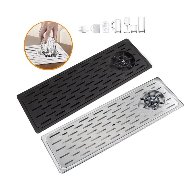 Stainless Steel 2 in 1 Cup Washer for Beer Wine Coffee Glass Cleaning Tool Multifunctional Sink Brush Holder Kitchen Gadget